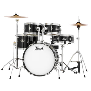 Pearl RSJ465C/C 5-Piece JR Roadshow Complete Drum Set with Cymbals - Jet Black Front Straight