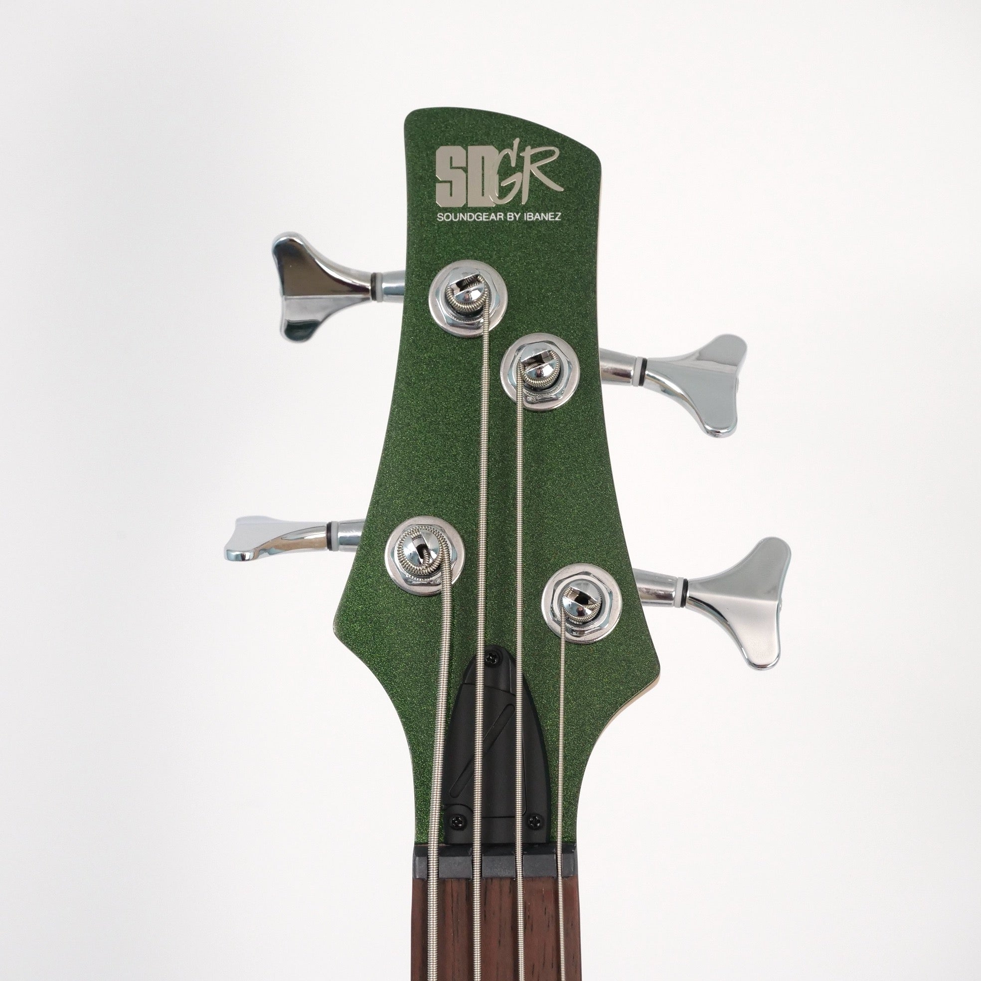 Ibanez SRMD200DMFT 4-String Bass Guitar - Metallic Forest Green Headstock Front