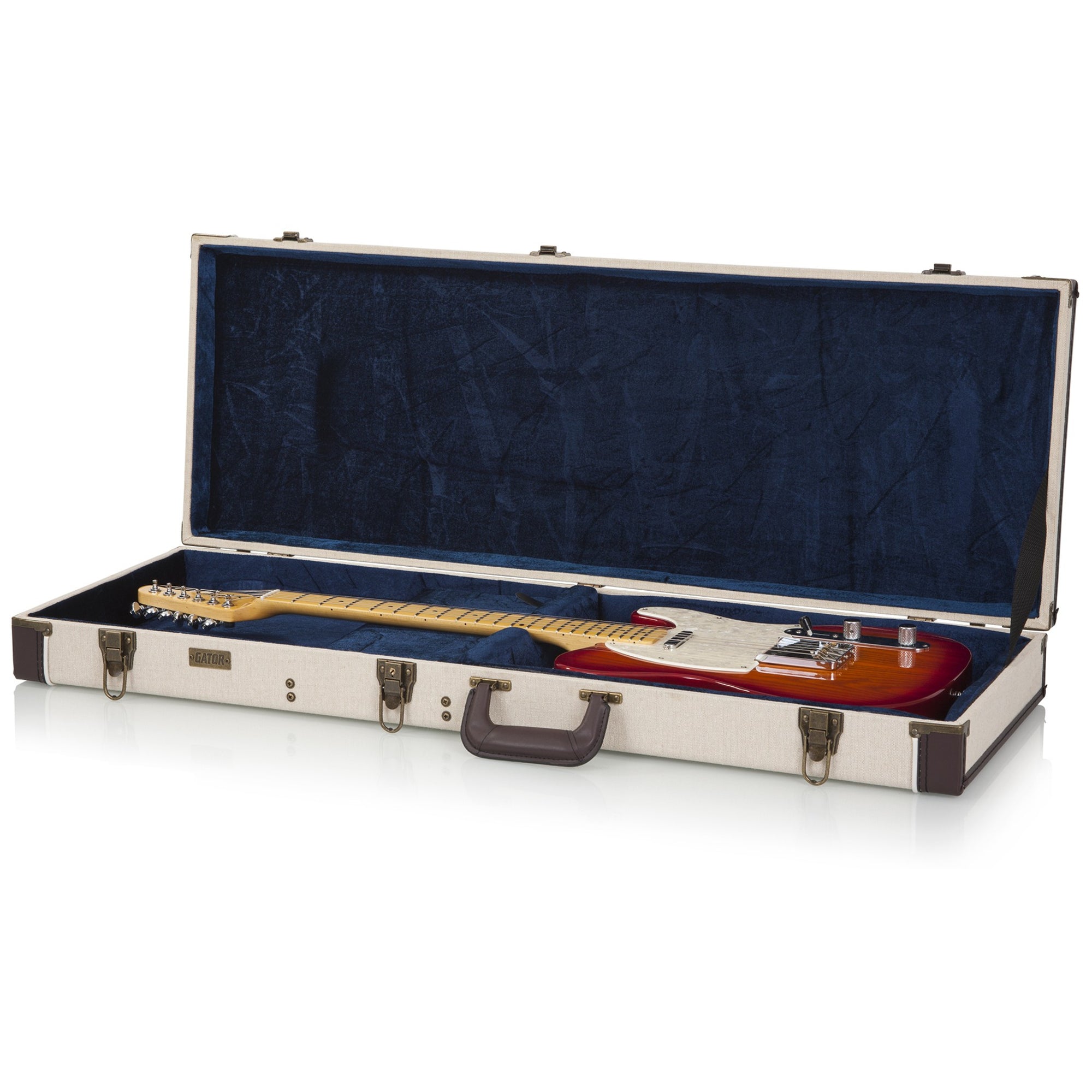Gator Electric Guitar Journeyman Deluxe Wood Case GW-JM ELEC Open Case with Guitar inside