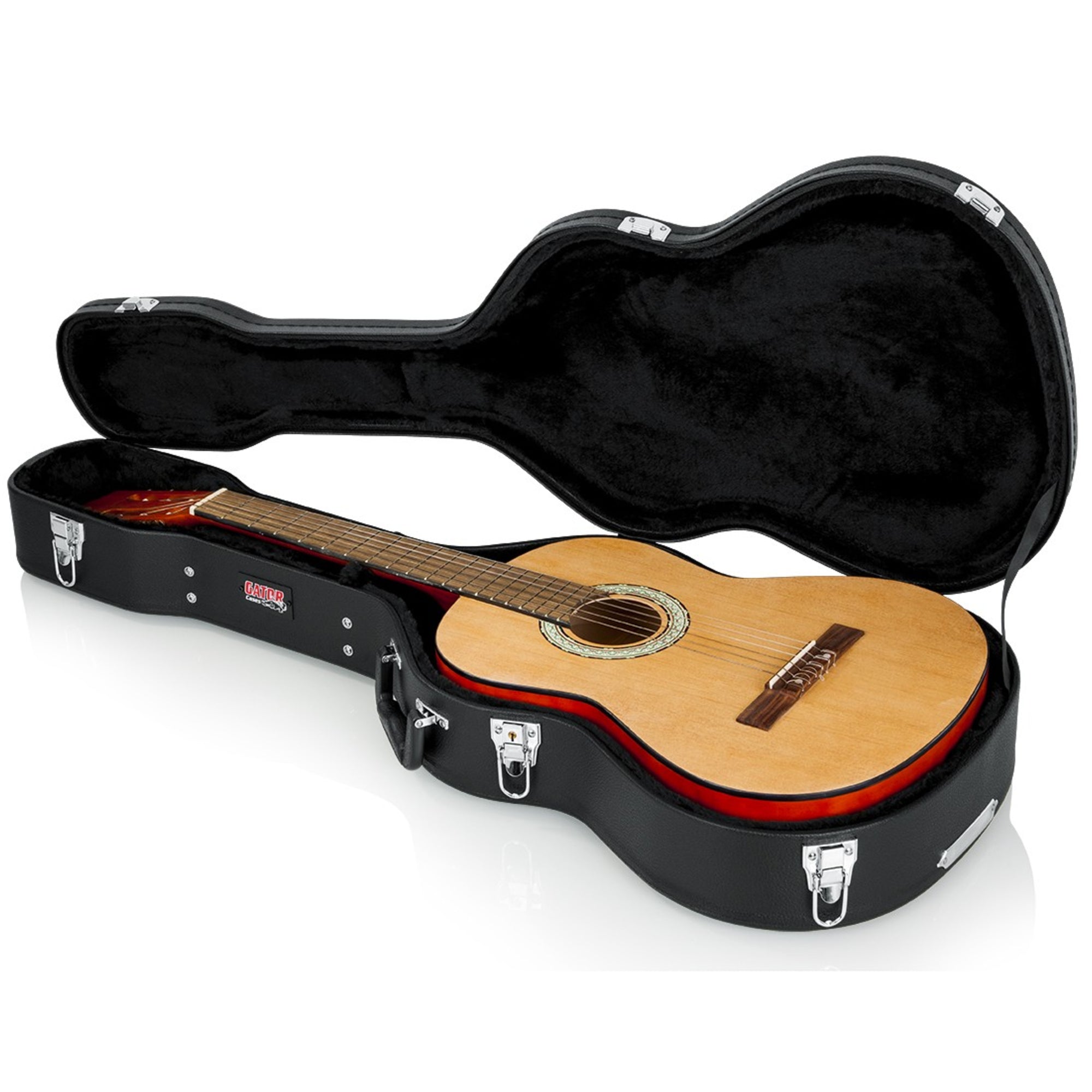 Gator Classical Wood Guitar Case GWE-CLASSIC Open with Guitar inside