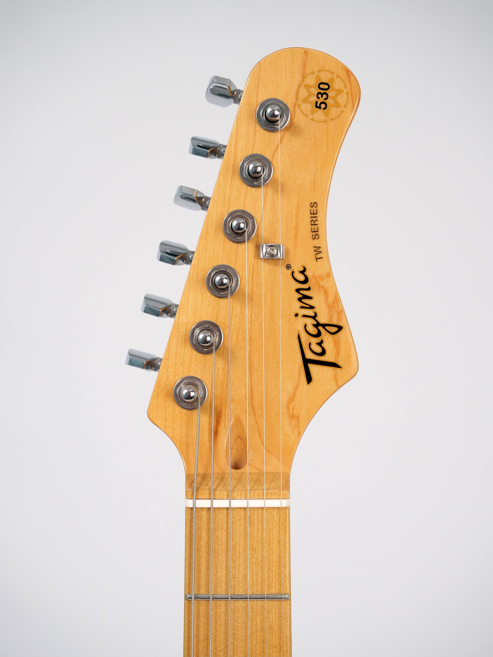 Tagima TG-530 Strat-Style Electric Guitar - Lake Placid Blue TG-530-LPB-LF/MG Headstock Front