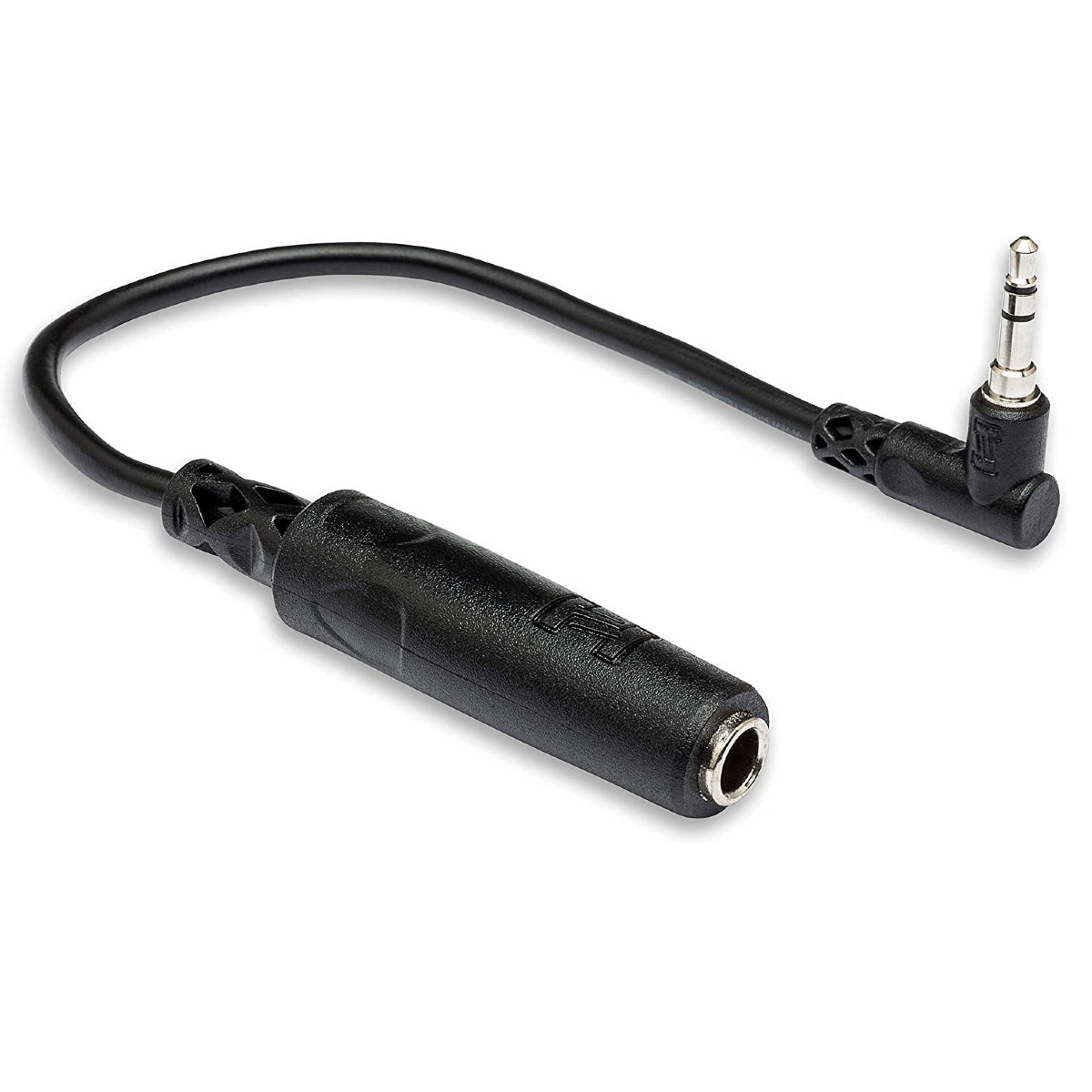 Hosa MHE-100.5 6in 1/4in TRS F to RA 3.5mm TRS M Headphone Adapter Main