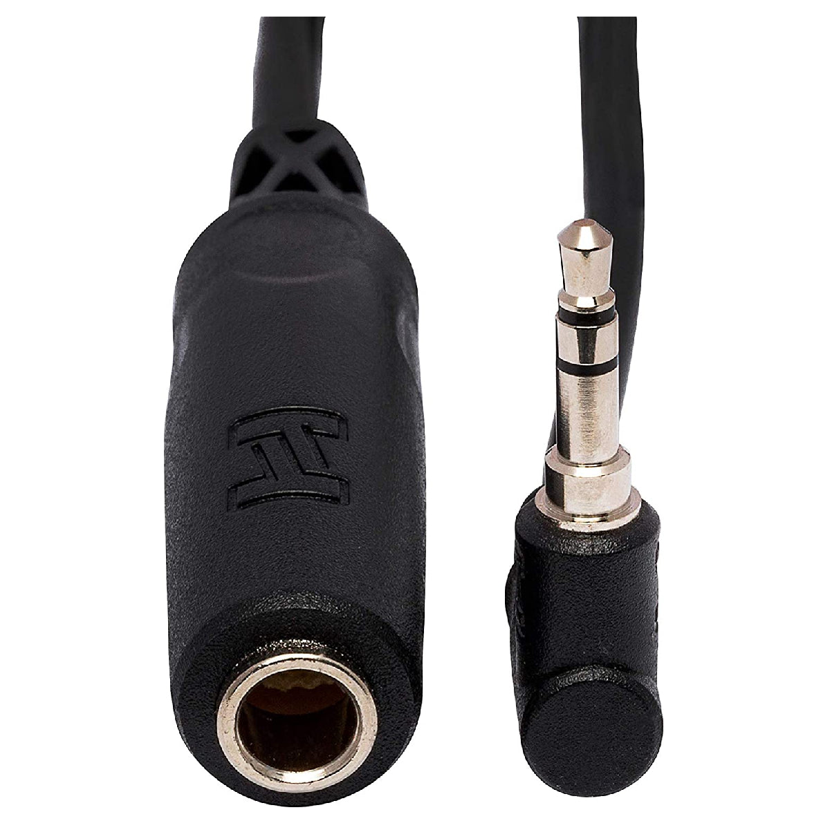 Hosa MHE-100.5 6in 1/4in TRS F to RA 3.5mm TRS M Headphone Adapter Ends