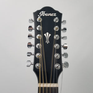 Ibanez AEG5012DVH Acoustic Electric 12-String Guitar - Dark Violin Headstock Front
