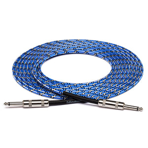 Hosa 3GT-18C1 18ft Blue/White/Black Cloth Guitar Cable Product