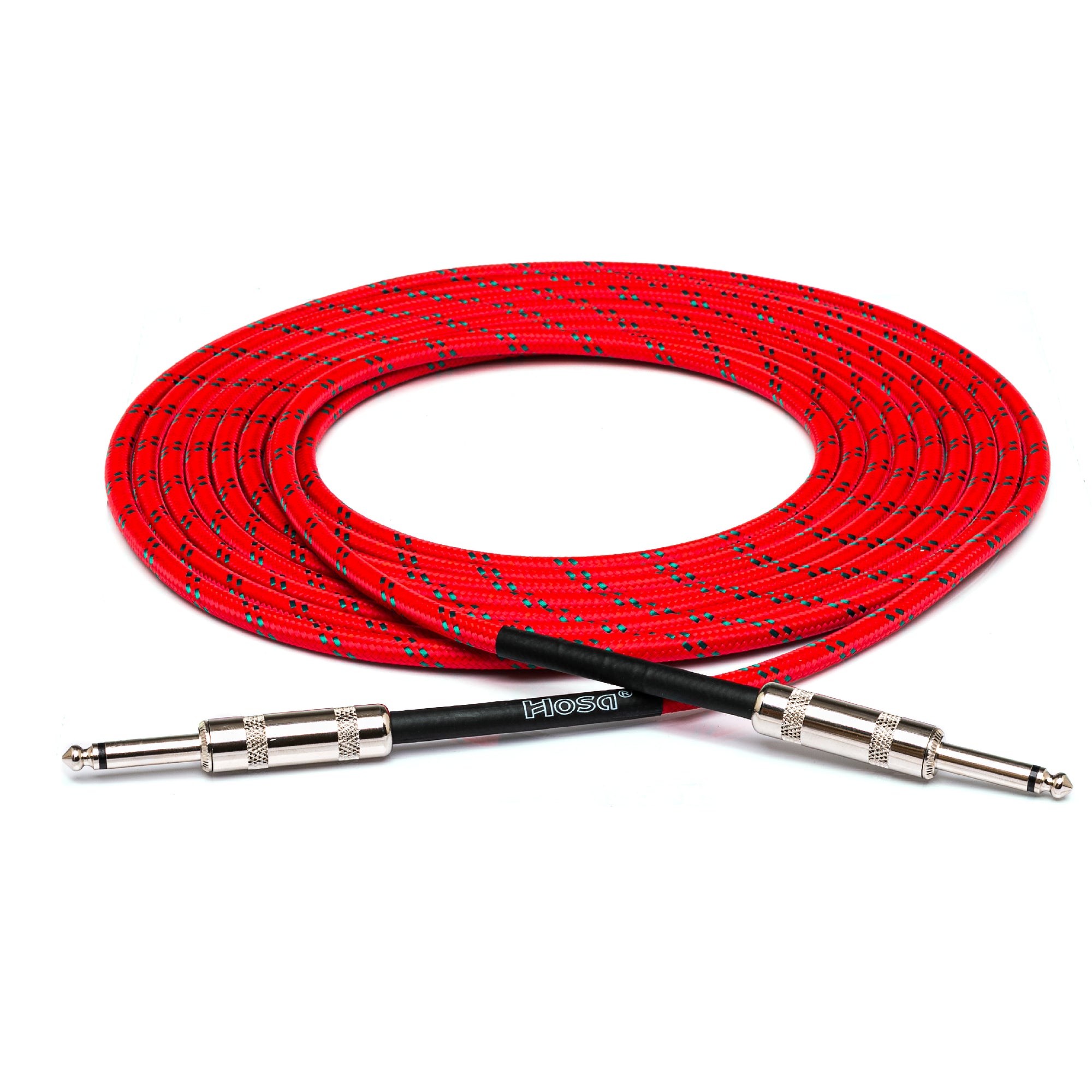 Hosa 3GT-18C3 18ft Red/Green Cloth Guitar Cable Product
