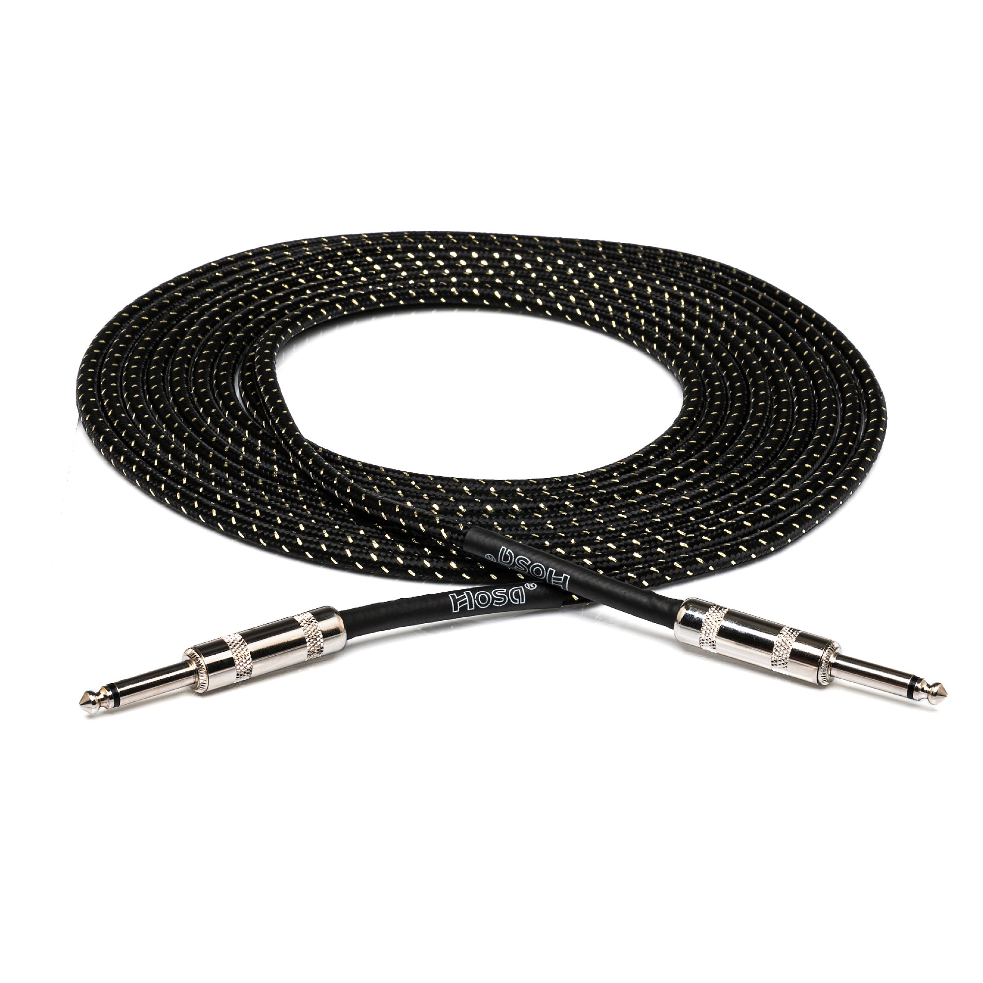 Hosa 3GT-18C4 18ft Black/Gold Cloth Guitar Cable Product