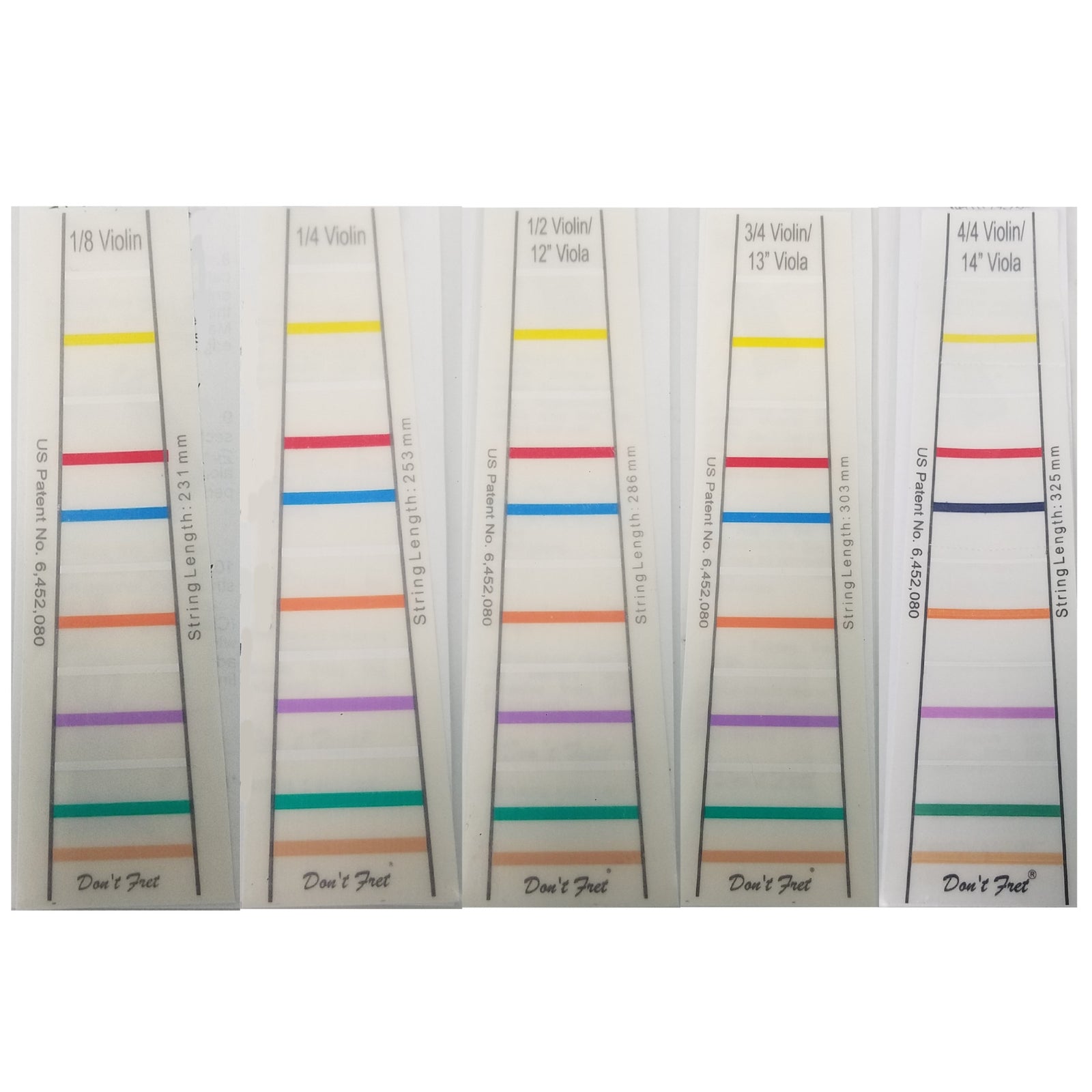 Don't Fret Violin Viola Finger Marker Indicator Decal Stickers 1/8 Violin