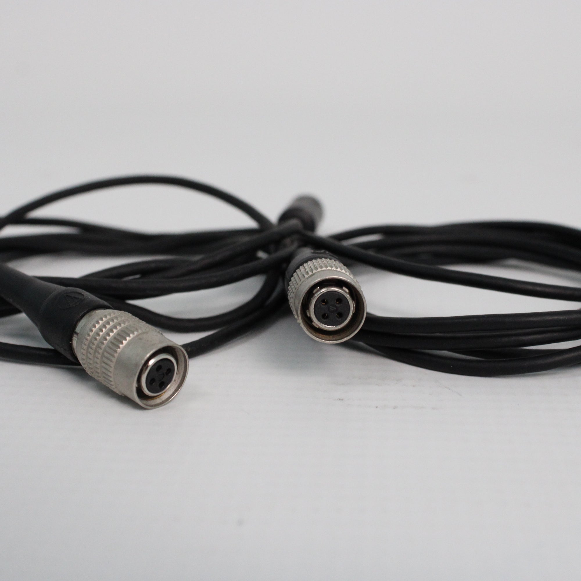 USED Audio Technica AT831cW Lapel Microphones x2 Close-up on connector ends